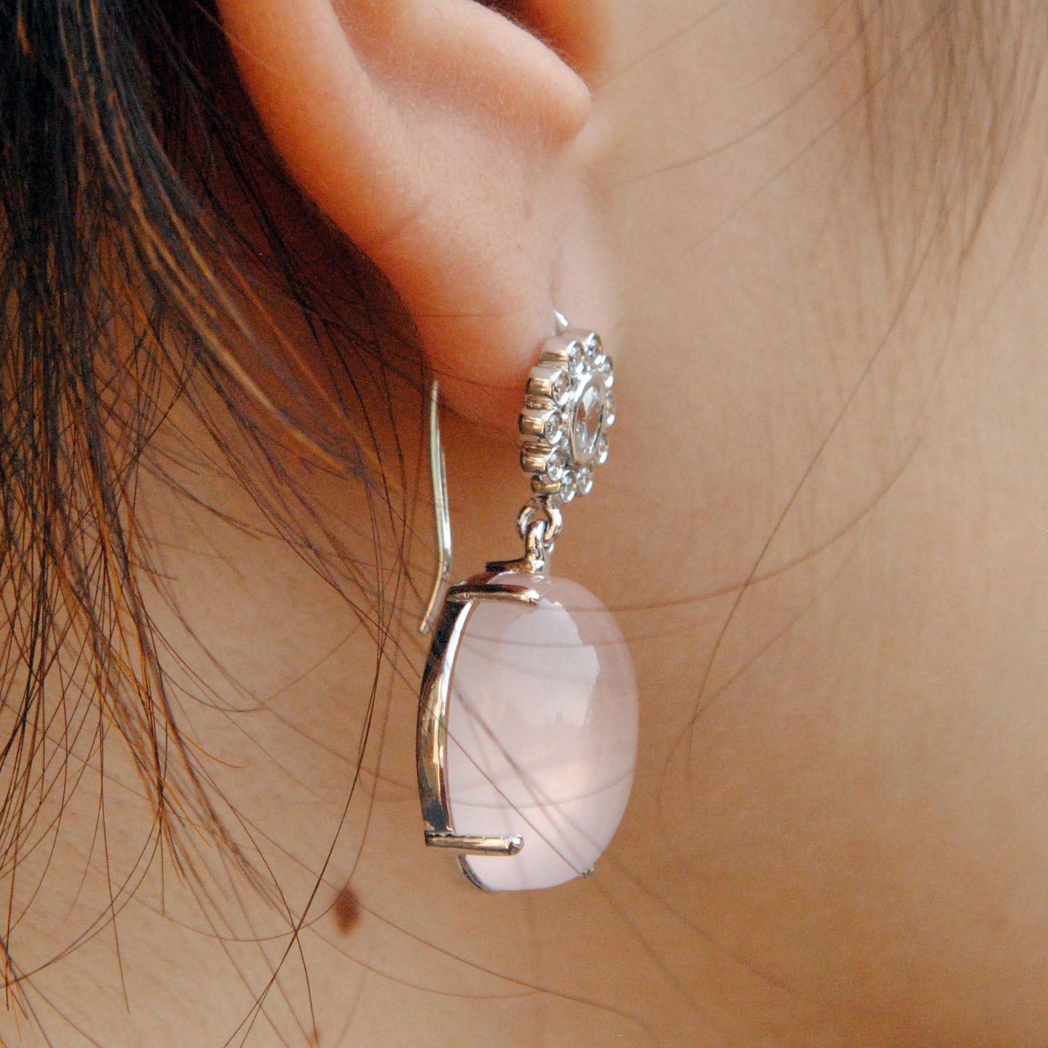 Beautiful Light Pink Rose Quartz Earrings | Rebekajewelry